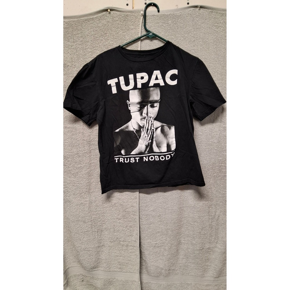 Tupac Shakur Trust Nobody Graphic T-Shirt Black Mens Small 2Pac Hip Hop Tee(B6)